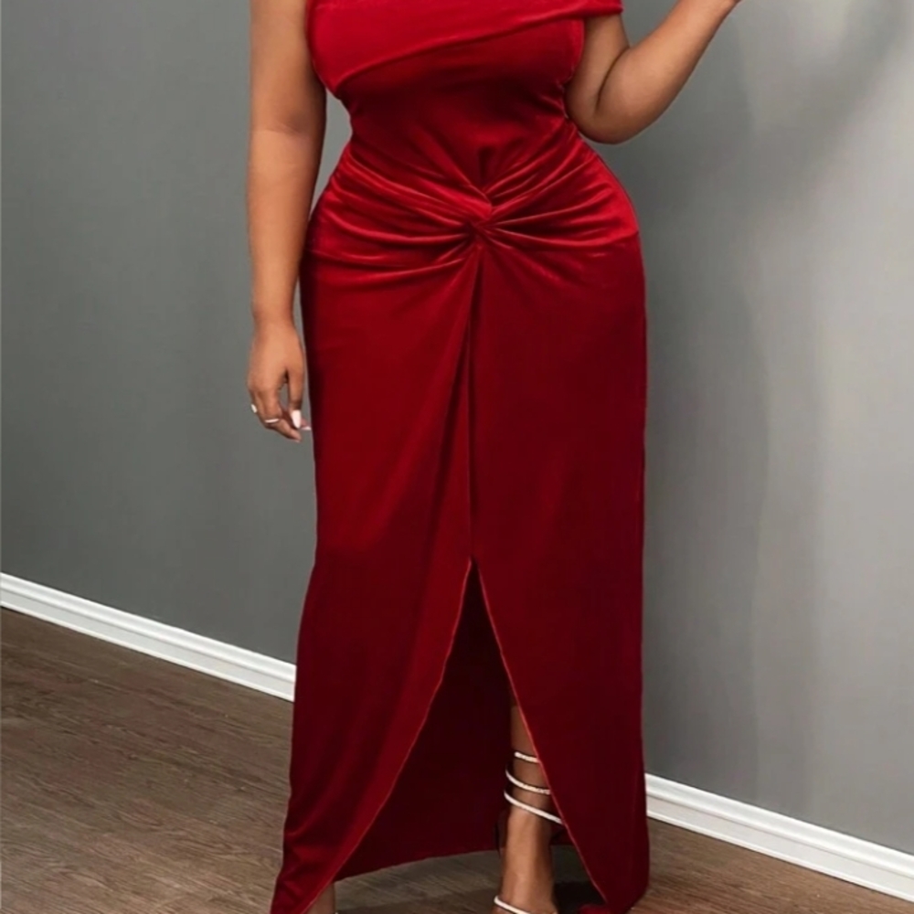 SHEIN One Shoulder Red Dress